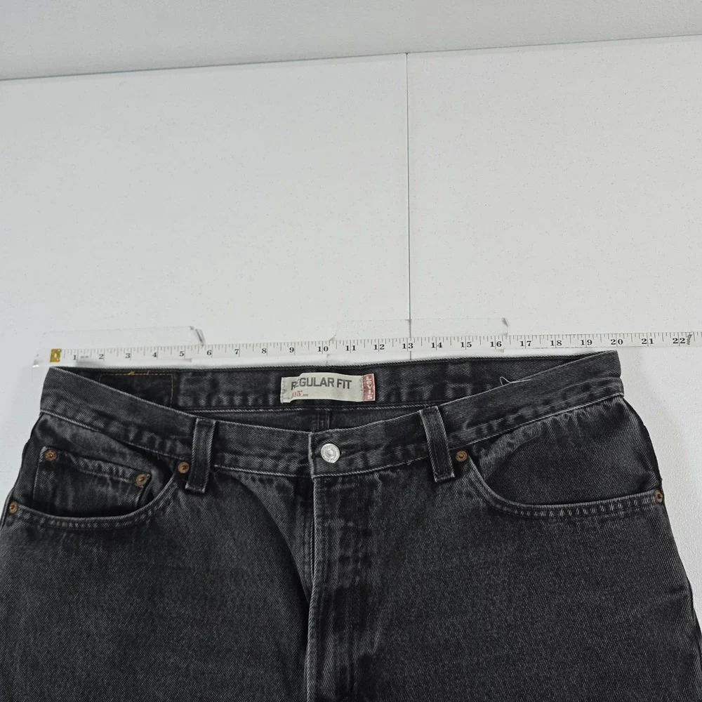 Levis 505 Regular Fit Mens Black Faded Straight‎ Leg Denim Jeans 40x30 13297